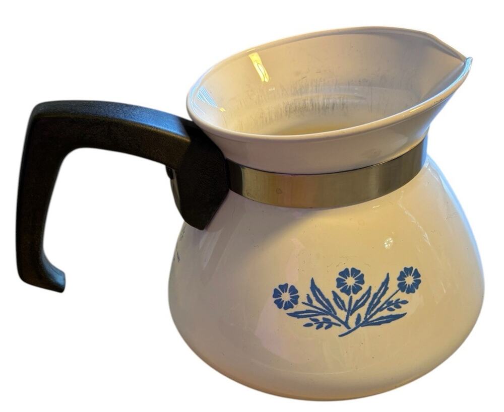 VTG Backstamp 60s Corning Ware Blue Cornflower 6 Cup Teapot Rustic Retro No Lid